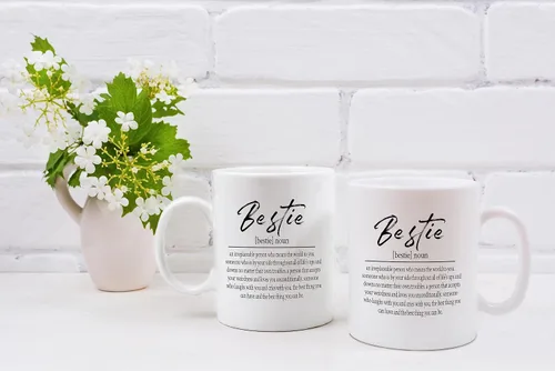 Vista 5 de QASHWEY Taza de café con texto en inglés «Bestie Definition», «Best Friend», mejor amiga, mejor amiga, hermana del alma, regalos para mujeres