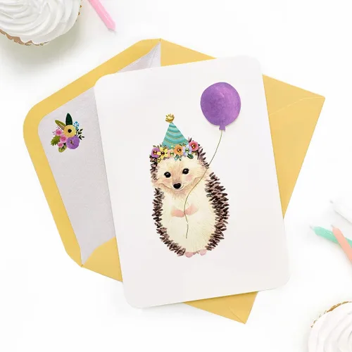 Vista 6 de Papyrus Tarjetas de cumpleaños para niños, erizo y elefante (2 unidades)