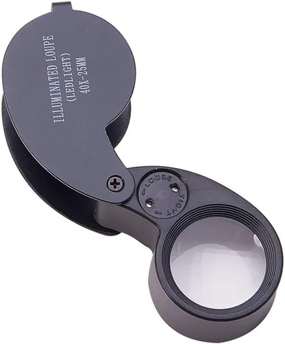Vista 12 de Othmro Lupa 10X diámetro de lente 0.827 in silbato forma plegable joyería lupa lupa plata
