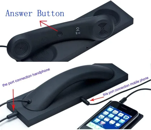 Vista 6 de Receptores de auriculares de teléfono retro, enchufe de micrófono de 0.138 in, para teléfono celular, tableta, laptop, auriculares con botón