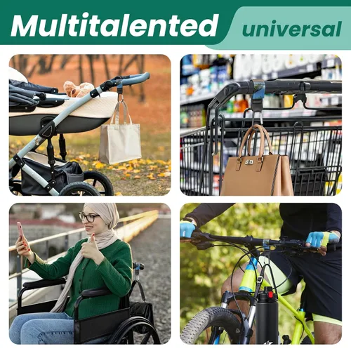 Vista 6 de Correas para cochecito, bolsas de pañales con ganchos para mamá, carrito de compras universal, billetera, mochila - 2 paquetes (playa junto al mar)