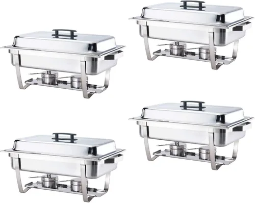 Vista 12 de ALPHA LIVING 70012-Gray Paquete de 2 Platos Calentadores de 8QT de Acero Inoxidable de Alta Calidad Juego Completo, 8 Qt, Mango Gris Alpino