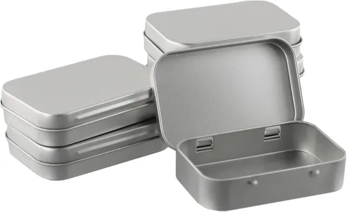 Vista 2 de Tin-Plated Steel Storage Boxes with Hinged Lids, Rectangular Metal Containers for Lip Balm, Candles, Cosmetics, Herbs, Nail Art, and Travel