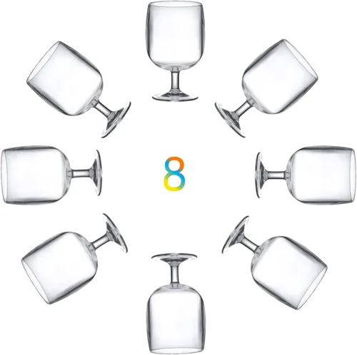 Vista 7 de KOXIN-KARLU Vasos acrílicos clásicos apilables de plástico de 12 onzas, juego de 6 vasos transparentes
