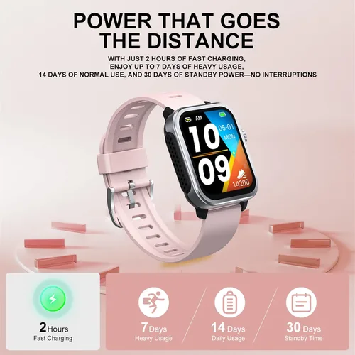 Vista 6 de Reloj inteligente para mujeres y hombres, rastreador de actividad física (respuesta/llamadas de marcado) con podómetro/calorías/frecuencia