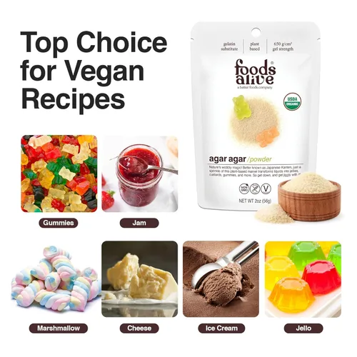Vista 7 de Foods Alive Polvo de Agar Agar Orgánico 2 oz Gelatina a Base de Plantas Gelatina Kosher Vegano Sin Gluten