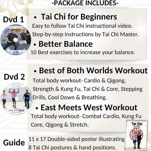 Vista 6 de Tai chi DVD para principiantes y personas mayores entrenamientos Tai chi Fit Qi gong equilibrio fuerza estiramiento cardio respiración y más