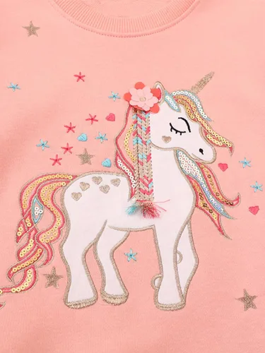 Vista 3 de Little Hand Sudaderas con capucha para niñas pequeñas, cuello redondo, manga larga, collage, camisetas para niños