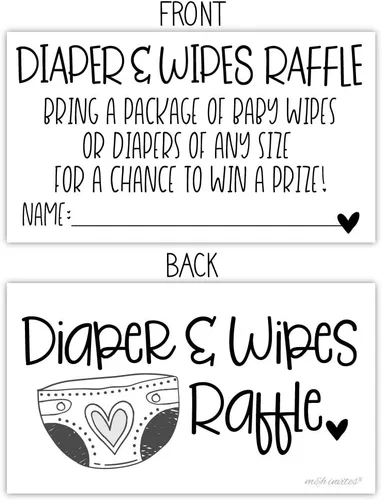 Vista 6 de m&h invites 50 boletos para rifas de pañales y toallitas – Inserto de invitación de baby shower – Actividad de juego para baby shower