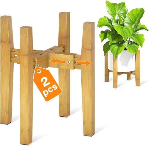 Vista 9 de LASZOLA Soporte de Plantas de Bambú Ajustable para Macetas Individuales Grandes de Interior, Soporte de Helechos de Suelo Resistente que se Ajusta a