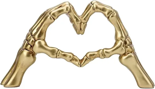 Vista 6 de RCFINE Estatuas de escritorio con forma de corazón, escultura de gesto de dedo, decoración de esqueleto, decoración de mano, corazón, estatuas