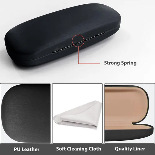 Vista 4 de Marvolia Funda rígida para gafas, funda de piel sintética para gafas de sol y gafas