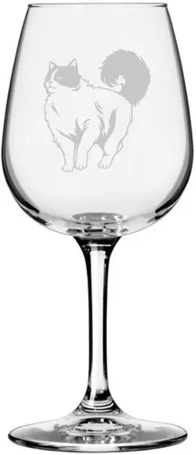 Vista 60 de Copa de vino de 12.75 onzas con temática de gato abisinio grabada para todo uso