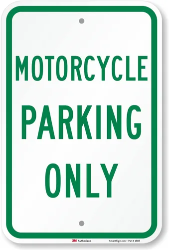 Vista 8 de SmartSign Solo estacionamiento de motocicletas, 10 x 14 pulgadas, aluminio laminado inoxidable de 40 mil, verde/blanco, letrero de metal duradero