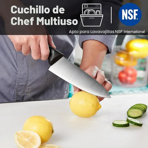 Vista 2 de CURTA Cuchillo de chef de grado comercial de 6 pulgadas, certificado NSF, ergonómico, mango negro antideslizante, hoja forjada de acero inoxidable