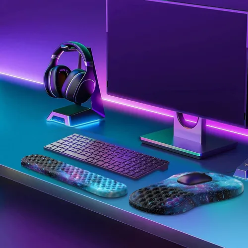 Vista 7 de HAOCOO Alfombrilla de Mouse Ergonómica con Reposamuñecas, Juego de 3 Alfombrillas de Mouse para Computadora, Set de Alfombrillas de Mouse de Espuma