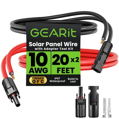 Vista 12 de GEARit - Cable de extensión de panel solar MC4 a MC4 de 10 AWG de 50 pies cada uno (100 pies en total), cable fotovoltaico de cobre estañado, par