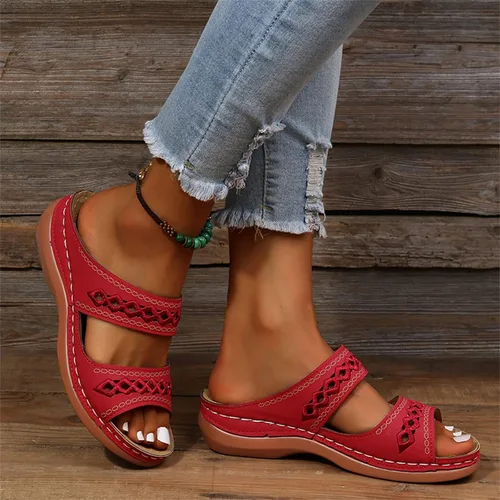 Vista 79 de Ladmiple Sandalias ortopédicas florales de moda 2023 con soporte de arco, zapatillas romanas casuales con puntera abierta