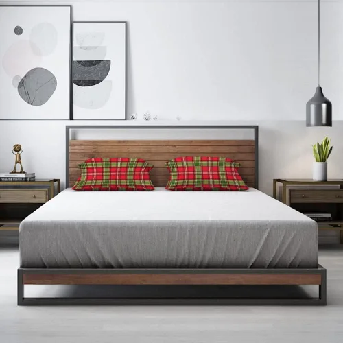 Vista 4 de AOYEGO Funda de almohada de cuadros rojos y verdes de 12 x 20 pulgadas, fundas de almohada rectangulares de algodón y lino para decoración