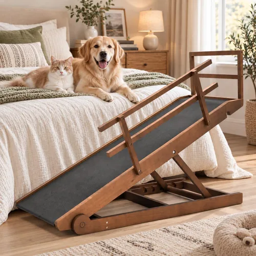 Vista 18 de Slsy Rampa para perros para cama, rampa ajustable para mascotas para perros Negro