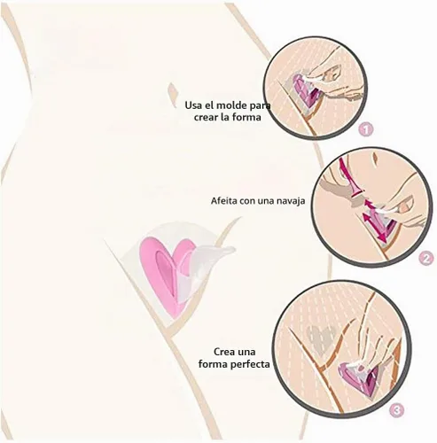 Vista 3 de Plantillas de pelo púbico para mujer, kit de plantillas de afeitado de bikini con 7 formas reutilizables, plantillas de recortadora de bikini
