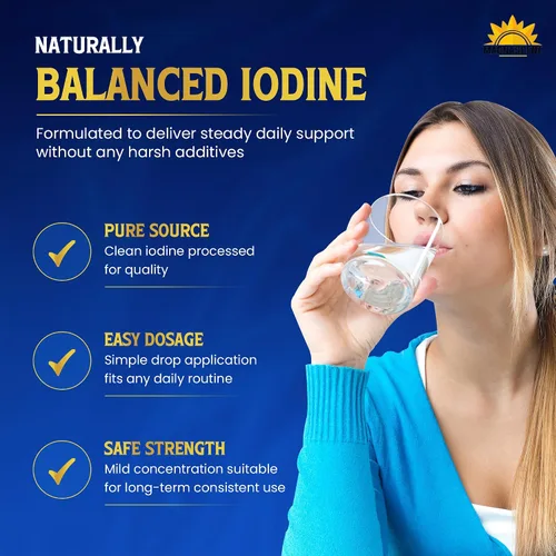 Vista 4 de Lugoldina 150 mcg iodine per drop; alcohol-free and glycerin-free liquid iodine supplement made in USA.