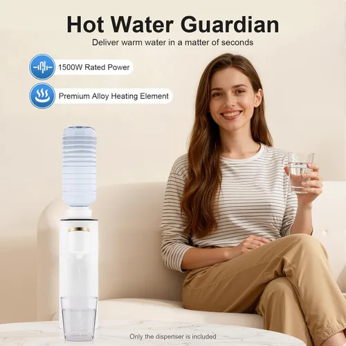 Vista 3 de Mini dispensador de agua para encimera con agua caliente instantánea, 5 ajustes de temperatura y pantalla LED, enfriador de agua portátil