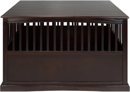 Vista 4 de Muebles de madera XL Pet Crate Espresso Madera maciza Mesa auxiliar Kennel Consule Decor