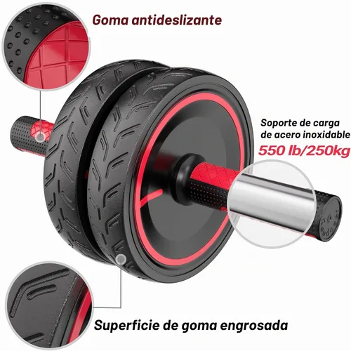 Vista 2 de READAEER Rueda de rodillo abdominal, equipo de entrenamiento resistente para gimnasio en casa, mango de metal profesional con superficie de goma
