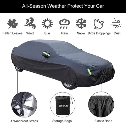 Vista 5 de Funda impermeable para automóvil compatible con Mercedes-Benz GLA 250 Base 4MATIC 2017-2022, protección para todo tipo de clima, con tiras Negro