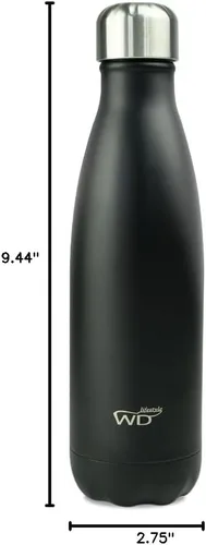 Vista 4 de WD Lifestyle Botella de agua de acero inoxidable, 17 onzas líquidas, recipientes aislados al vacío de doble pared, mantiene las bebidas frías