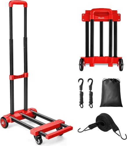 Vista 12 de KEDSUM Carrito de equipaje plegable para viajes y aeropuerto, carretilla de mano plegable de 290 libras con placa base expandible, carrito portátil