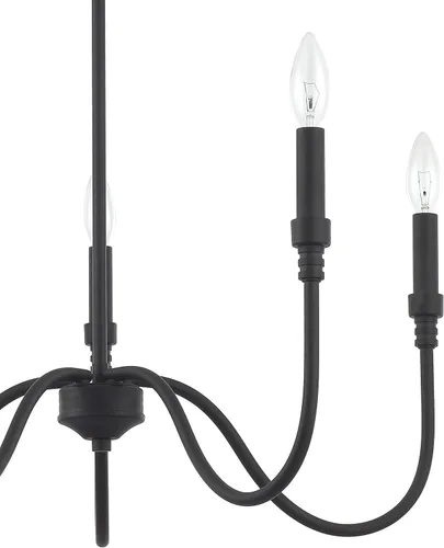 Vista 7 de Lámpara de araña de 5 luces, lámpara colgante lineal para isla de cocina, comedor y sala de estar, acabado negro mate