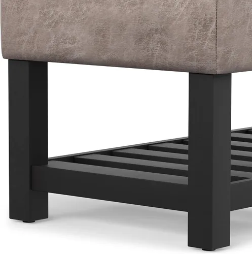 Vista 10 de SIMPLIHOME Cosmopolitan - Otomana de cuero vegano de 44 pulgadas de ancho Gris pardo envejecido