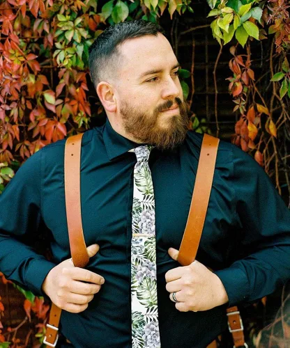 Vista 6 de DAZI - Corbata de algodón para hombre, diseño floral, ideal para bodas, novios, novios, misiones, bailes, regalos.