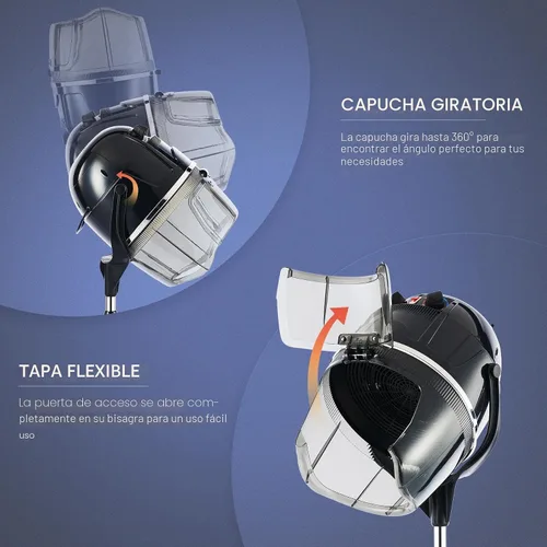 Vista 3 de Secador de pelo profesional Y-NOT con altura ajustable, casco con soporte de pie con ruedas para salón de belleza y spa en casa