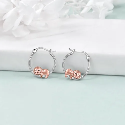 Vista 2 de VONALA Bonitos aretes de aro de plata de ley 925, regalos de cumpleaños para mujeres y niñas