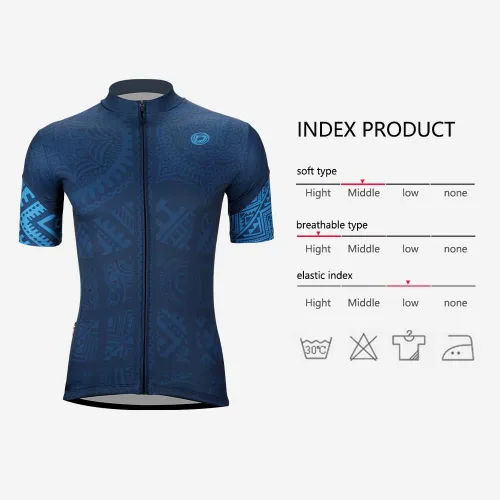 Vista 5 de Darevie Jersey de ciclismo para hombre, secado fresco, para ciclismo, profesional, con bolsillos, color azul marino