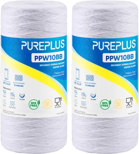 Vista 22 de PUREPLUS 1 Micron 10 x 4.5 Whole House String Wound Sediment Filter for Well Water, Replacement Cartridge for 84637, WPX5BB97P, PC10, CW5-BBS
