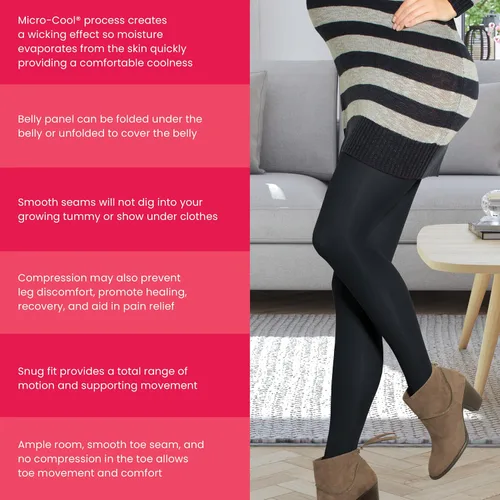 Vista 3 de Preggers by Therafirm - Medias de apoyo para maternidad, medias de compresión suave de 15-20 mmHg