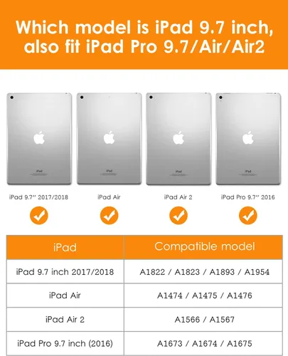 Vista 2 de DTTO - Estuche para iPad de 9.7 pulgadas 5.ª/6.ª Generación 2018/2017 con soporte para Apple Pencil, funda de cuero sintético con función atril