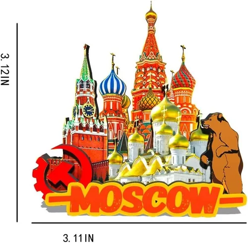 Vista 3 de Rusia Moscú, imán de nevera, de madera, 3D, monumentos, coleccionables, decoración de recuerdos, hecho a mano, 361