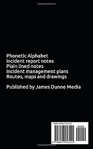 Vista 2 de Security Note Book 100 Pages Lined Interior Incident report forms Blank pages Phonetic Alphabet Doorman Bouncer Security Guards Bodyguard Field