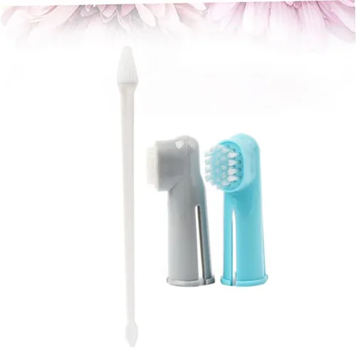 Vista 7 de YARNOW Safe Materials Pet Cepillo de dientes Set Doble Cabeza Cepillo Pluma para Perros y Gatos