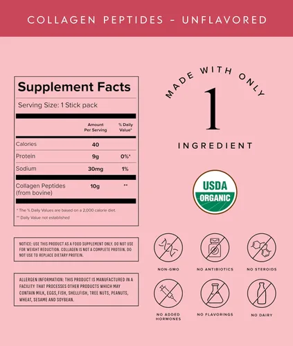 Vista 2 de Truvani - Péptidos hidrolizados de colágeno Sin sabor 1 porción 20g de polvo de proteína de colágeno alimentado con pasto Promueve la salud