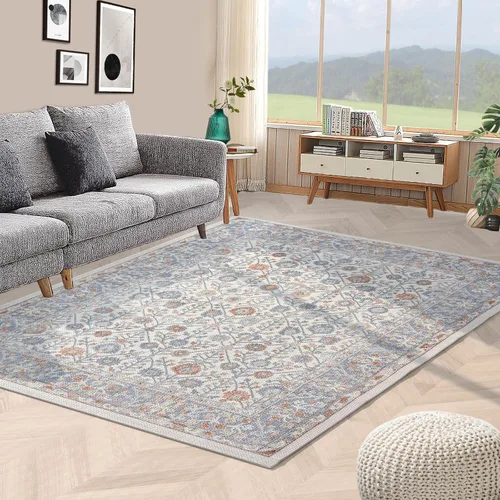 Vista 15 de Fashionwu Alfombra de baño con diseño floral para pasillo, alfombra moderna envejecida para sala de estar, alfombra turca, alfombra estética