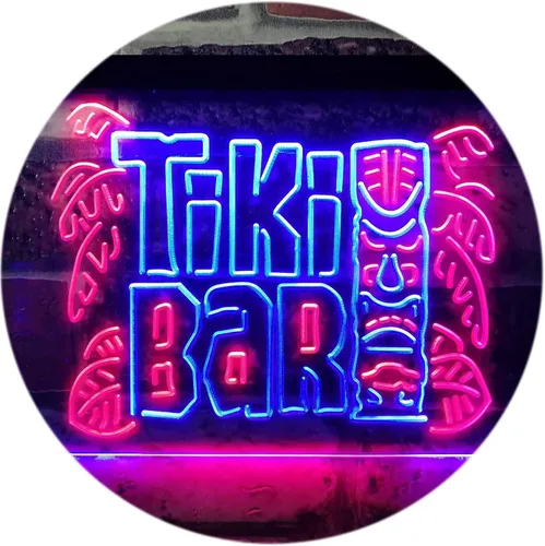 Vista 10 de ADVPRO Tiki Bar Mask Beer Pub Club Wine Dual Color LED Neon Sign Blue & Red 12" x 8.5" st6s32-i3139-br