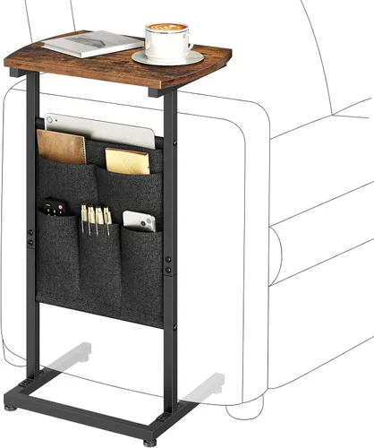Vista 10 de HOOBRO Mesa auxiliar en forma de C, mesa auxiliar en forma de C con bolsa