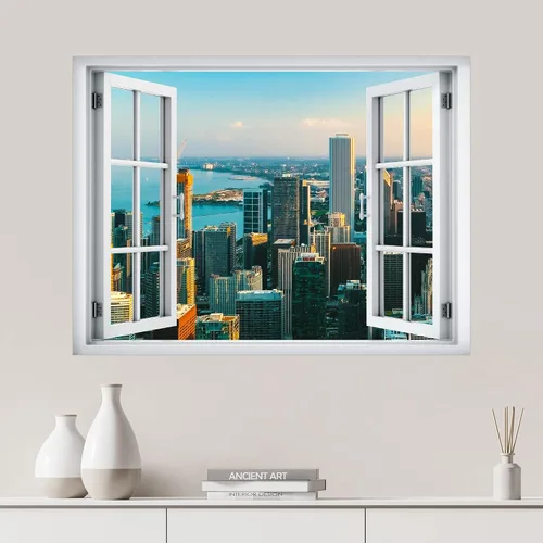 Vista 40 de SIGNWIN Adhesivo de pared removible/mural de pared para ventana, vegetación exuberante y árboles iluminados por el sol, fotografía, realismo