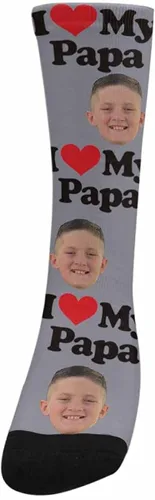 Vista 2 de Calcetines personalizados para la cara convierten tu foto en Santa Claus calcetines personalizados unisex para regalo único